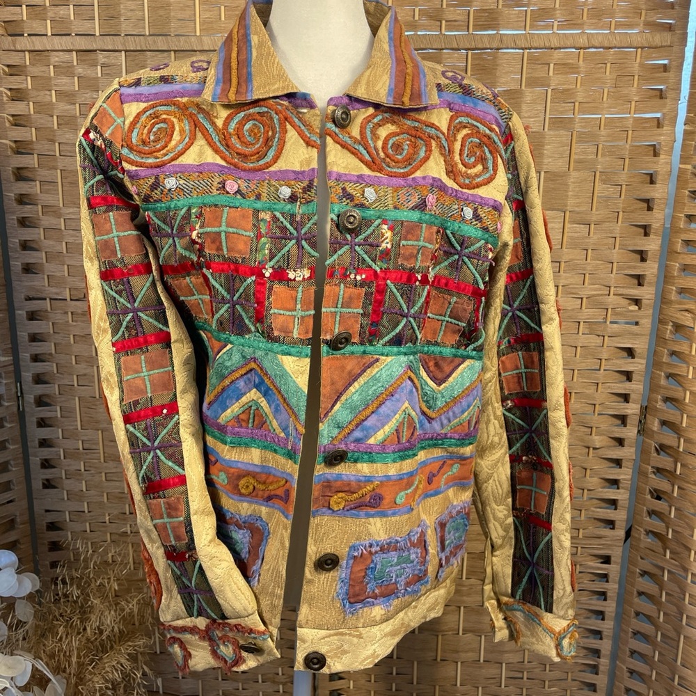 Coldwater Creek Multicolor Embroidered Patchwork Women’s Jacket NWT! Size Small